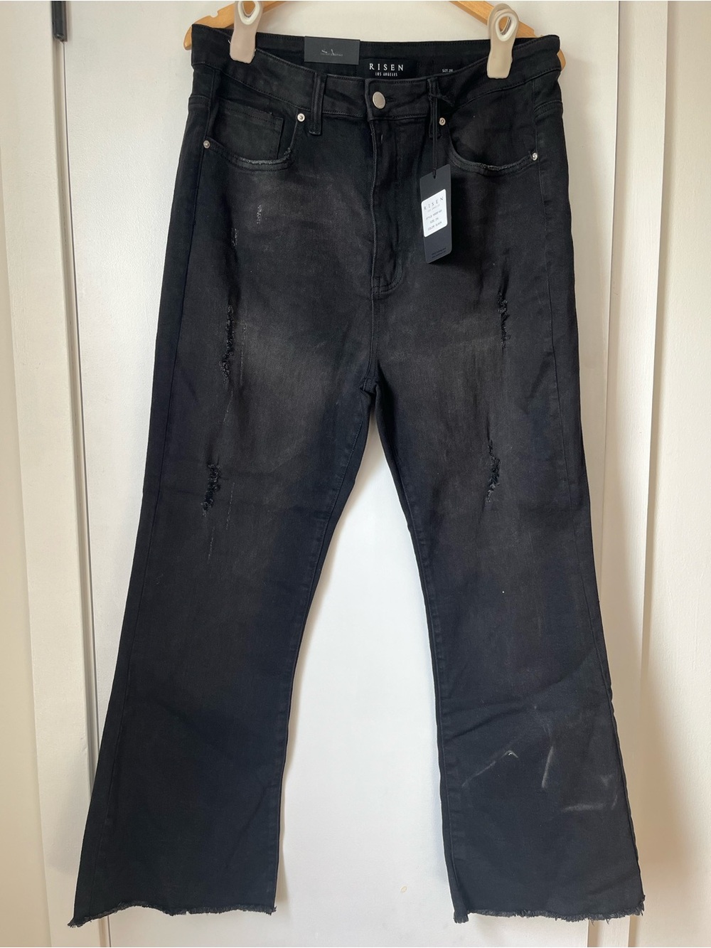 Risen Black Mid-Rise Wide Leg Jeans